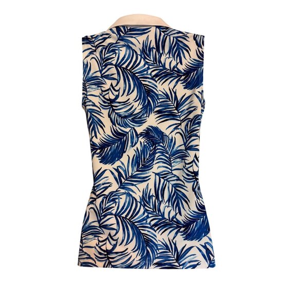 Tommy Bahama Golf Polo Size Small NWT UPF 50 Blue Print Collared 1/4 Zip Sleevel - Picture 4 of 10